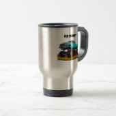 Pas vrachtwagen met enorme lift op het vuil aan reisbeker (Voorkant rechts)