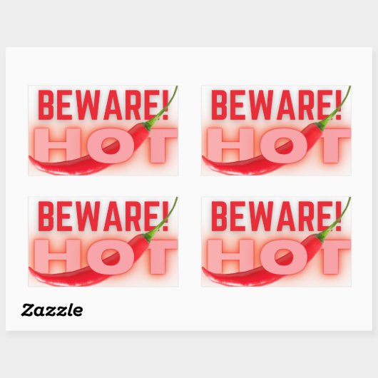 Pas warm op rechthoekige sticker (Vel)