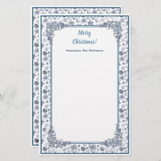 Pas White Silver Kerstmis aan Briefpapier (Voorkant / Achterkant)