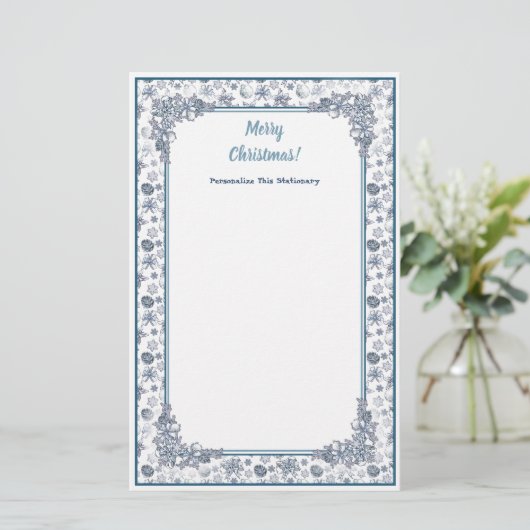 Pas White Silver Kerstmis aan Briefpapier (Staand voorkant)