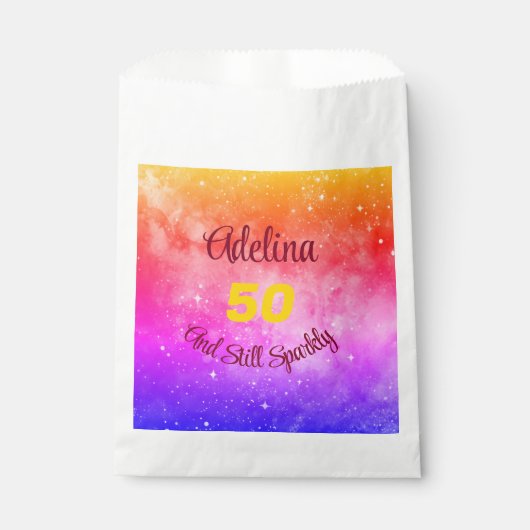 Pas Wrasnaam en leeftijd Roze Paarse Geel aan Bedankzakje (Voorkant)