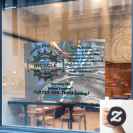 Pas zakelijk fietsreparatiebedrijf aan raamsticker