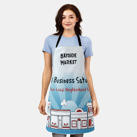 Pas zaterdag uw kleine bedrijf aan schort (Gedragen)