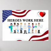 Pas Ziekenhuis Helden Werk Hier Icoon Personeel aa Poster (Voorkant)
