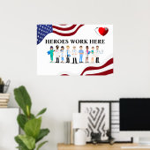 Pas Ziekenhuis Helden Werk Hier Icoon Personeel aa Poster (Thuiskantoor)