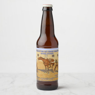 Pas Zijn Eerste Les 1903 van F Remington aan Bier Etiket
