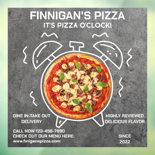 Pas zijn Pizza O Clock Pizza Restaurant aan Raamsticker (Vel 3)