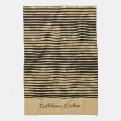 Pas zwart en gouden streep stijlvol aan theedoek (Verticaal)