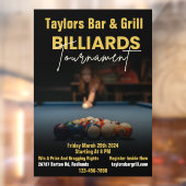 Pas zwarte moderne biljart toernooi bar aan raamsticker (Vel 2)