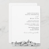 Pasadena Bruiloft Custom Skyline Sketch Uitnodigin Kaart (Voorkant / Achterkant)