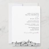 Pasadena Bruiloft Custom Skyline Sketch Uitnodigin Kaart (Voorkant)