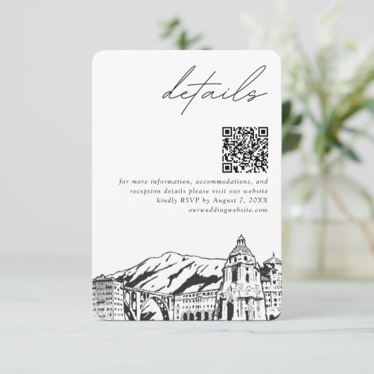 Pasadena bruiloft kleine details QR-code Informatiekaartje (Staand voorkant)