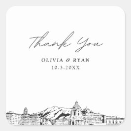 Pasadena bruiloft oriëntatiepunten Favor Dank u Vierkante Sticker