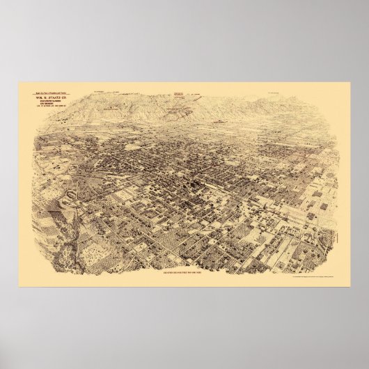 Pasadena, CA Panoramic Map - 1903 Poster (Voorkant)