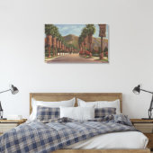 Pasadena, CA - Residental Street Scene & Palms Canvas Afdruk (Insitu (Slaapkamer))