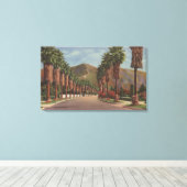 Pasadena, CA - Residental Street Scene & Palms Canvas Afdruk (Insitu (Houten vloer))