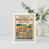 Pasadena CA "Stad van Rozen" Retro Reis Briefkaart (Staand voorkant)