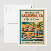 Pasadena CA "Stad van Rozen" Retro Reis Briefkaart (Voorkant / Achterkant)