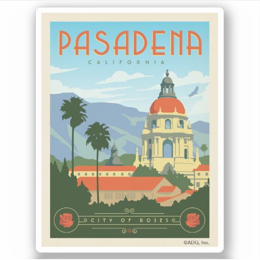 Pasadena, CA Sticker (Voorkant)