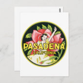 Pasadena California  Luggage Label Briefkaart (Voorkant / Achterkant)