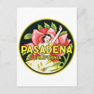 Pasadena California  Luggage Label Briefkaart