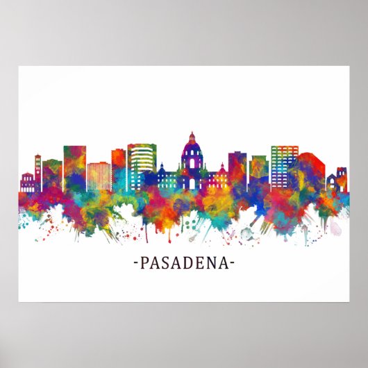 Pasadena California Skyline Poster (Voorkant)