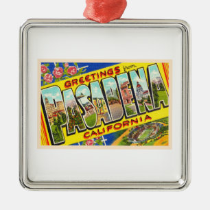 Pasadena California Vintage Large Letter Briefkaar Metalen Ornament
