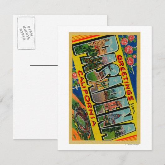Pasadena, Californië - Grote Letter-scènes Briefkaart (Voorkant / Achterkant)