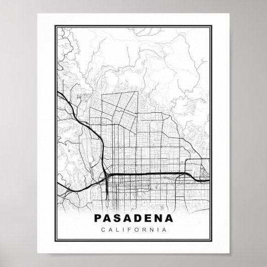 Pasadena Kaart Poster (Voorkant)