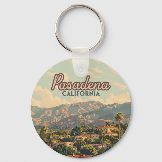 Pasadena Los Angeles California Mountains Vintage Sleutelhanger (Voorkant)