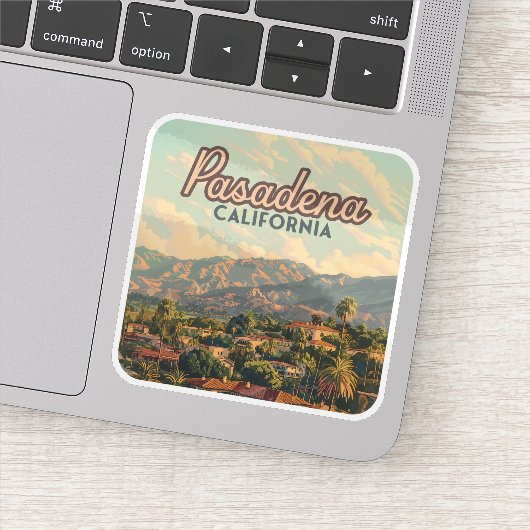 Pasadena Los Angeles California Mountains Vintage Sticker (Detail)