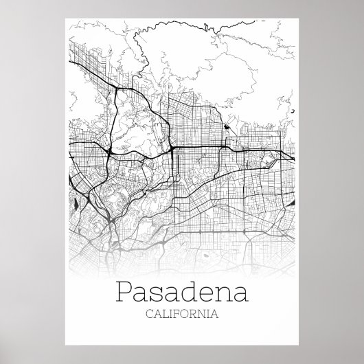 Pasadena Map - California - City Map Poster (Voorkant)
