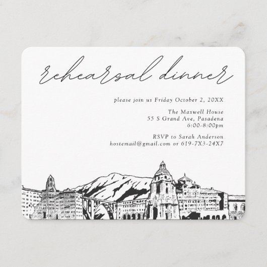 Pasadena repetitie diner uitnodigen Behuizing Kaar Informatiekaartje (Voorkant)