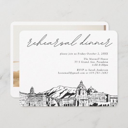 Pasadena repetitie diner uitnodigen Behuizing Kaar Informatiekaartje (Voorkant / Achterkant)
