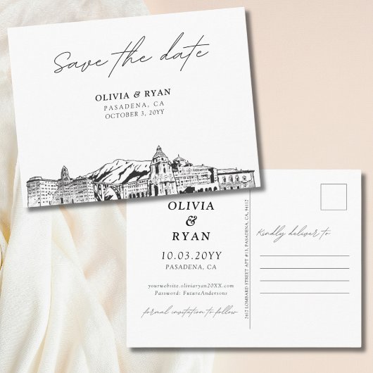 Pasadena Save the Date-ansichtkaart Elegante Trouw Briefkaart