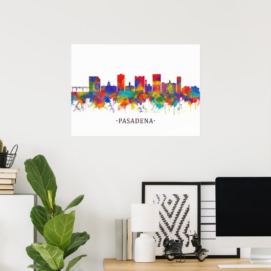 Pasadena Skyline Poster (Thuiskantoor)