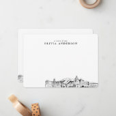 Pasadena Skyline Sketch Gepersonaliseerde notitiek Notitiekaartje (Voorkant / Achterkant in situ)