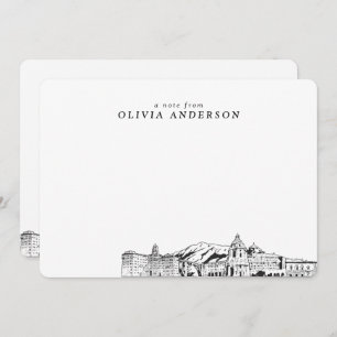 Pasadena Skyline Sketch Gepersonaliseerde notitiek Notitiekaartje