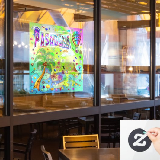 Pasadena Tijdloze Melodie Venster Cling Raamsticker (Restaurant Raam)