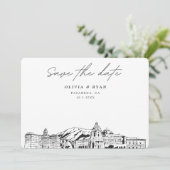 Pasadena Wedding Skyline Save the Date Kaart (Staand voorkant)