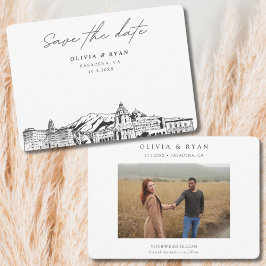 Pasadena Wedding Skyline Save the Date Kaart