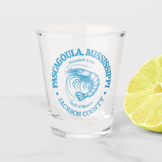 Pascagoula (garnalen) shot glas (Voorkant)