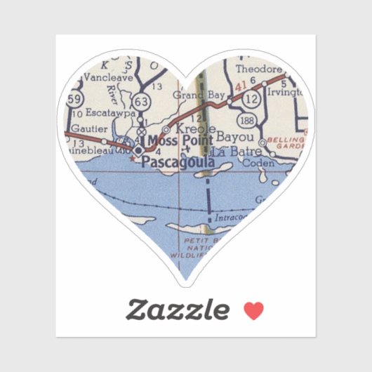 Pascagoula MS  Map Sticker (Vel)