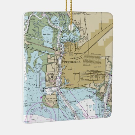 Pascagoula MS Nautical Chart Keramisch Ornament (Rechts)