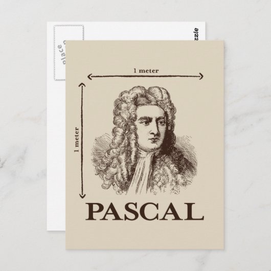 Pascal = 1 newton per vierkante meter wiskunde gra briefkaart (Voorkant / Achterkant)