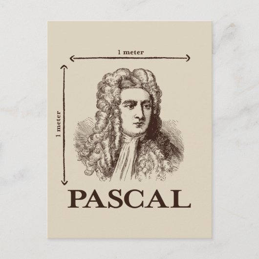 Pascal = 1 newton per vierkante meter wiskunde gra briefkaart (Voorkant)