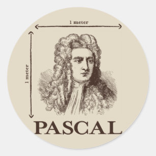 Pascal = 1 newton per vierkante meter wiskunde gra ronde sticker