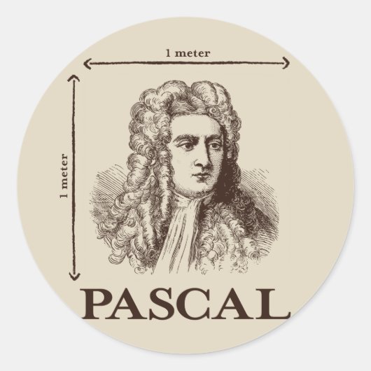 Pascal = 1 newton per vierkante meter wiskunde gra ronde sticker (Voorkant)