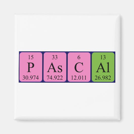 Pascal periodieke table name magnet (Voorkant)