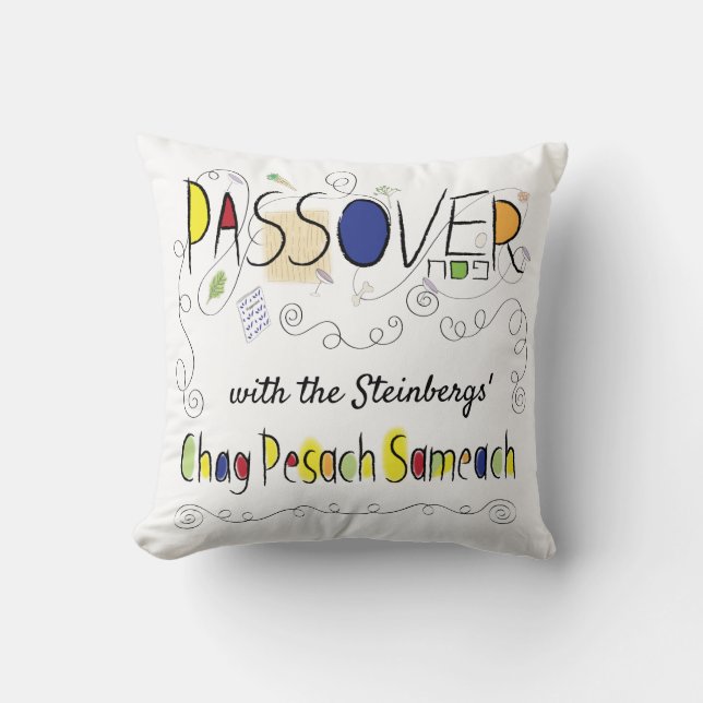 Pascha 16 x 16 Chag Pesach Sameach Kussen (Voorkant)